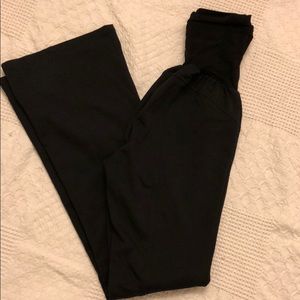 Black ponte stretch boot cut maternity dress pants
